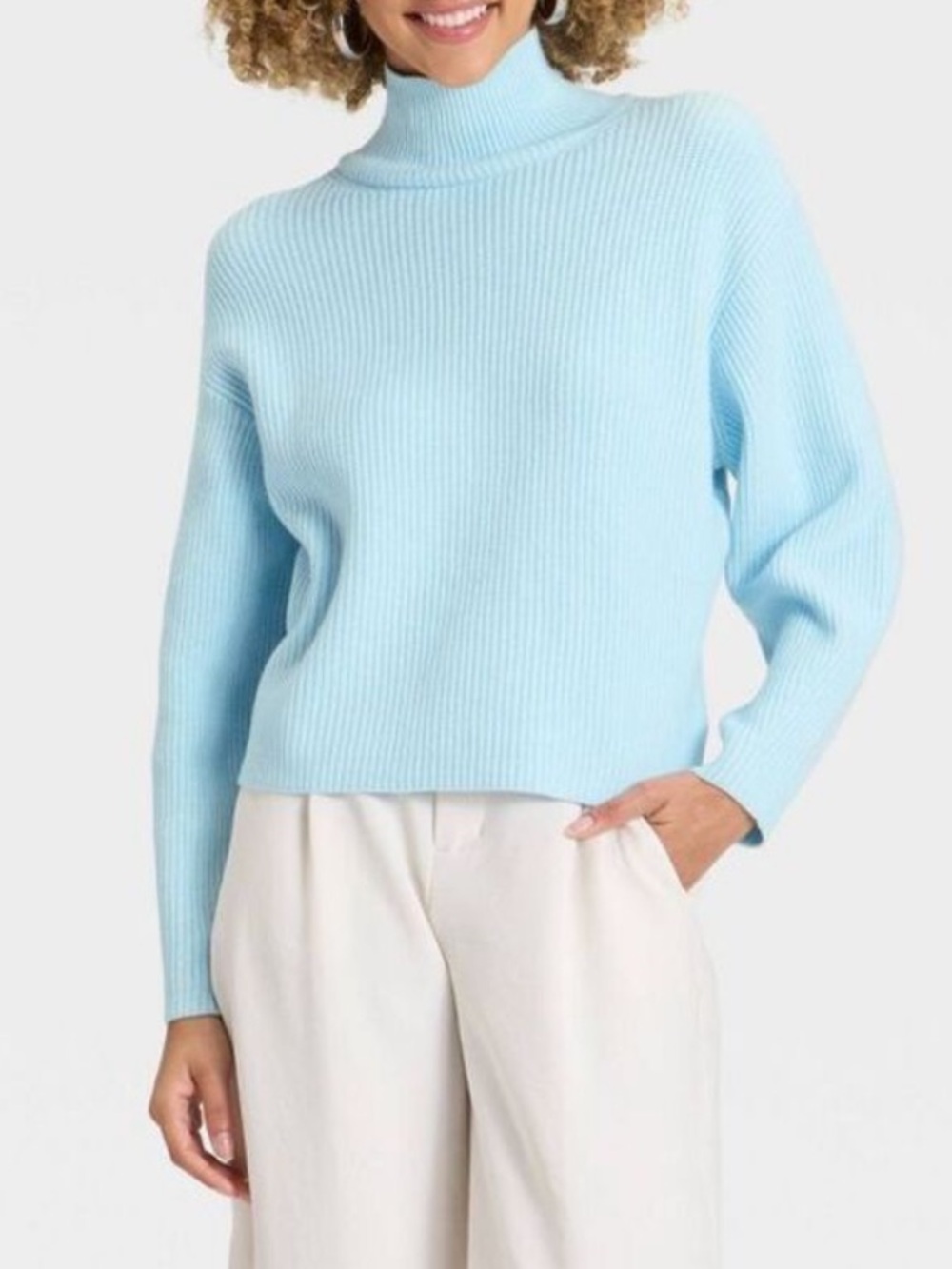 a New Day Light Blue Funnel Pullover Sweater